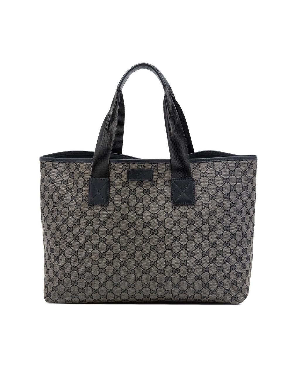 Gucci Gg Denim Tote Pre-Loved Dark Gray #369801G56B